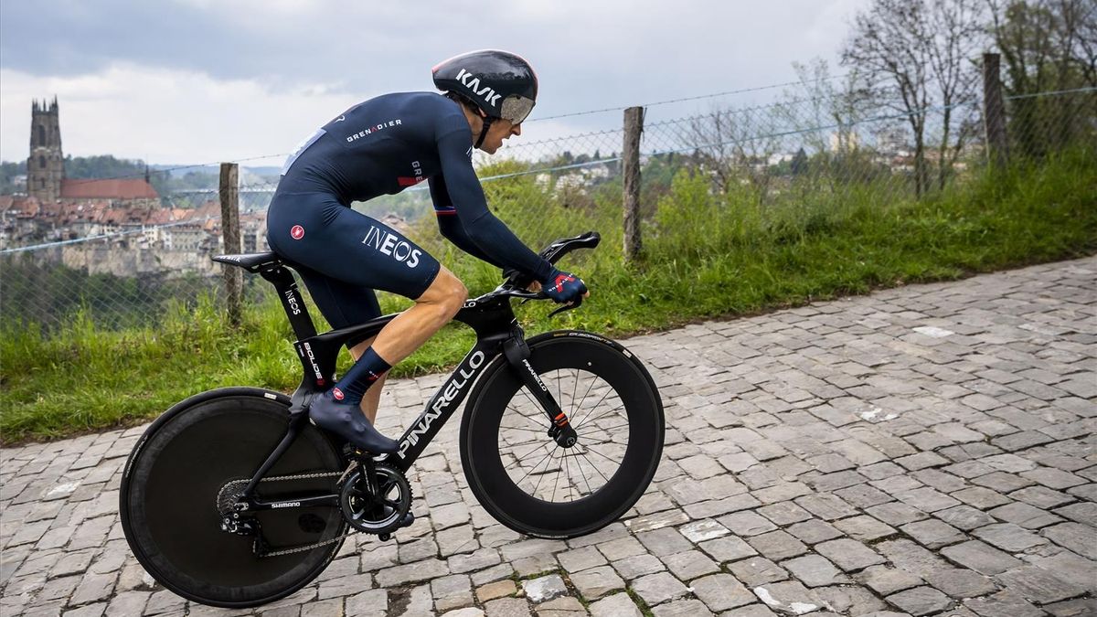 Geraint Thomas, en la contrarreloj de Friburgo.