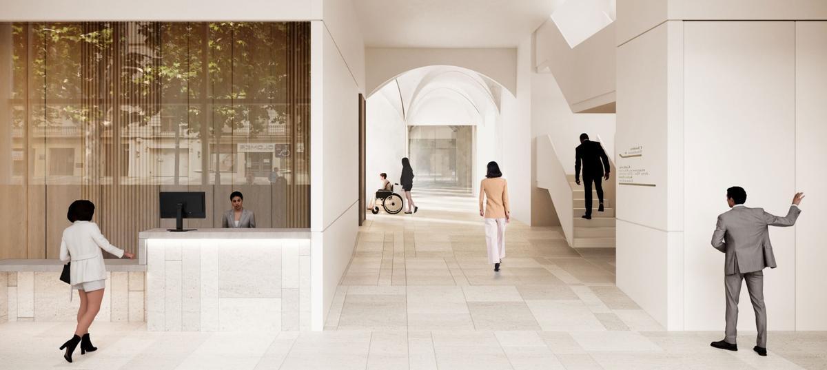 Recreación de la recepción del Palacio de Justicia de Xàtiva.