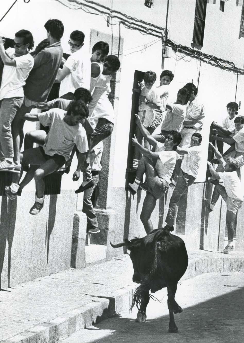 Los encierros de El Viso, en blanco y negro