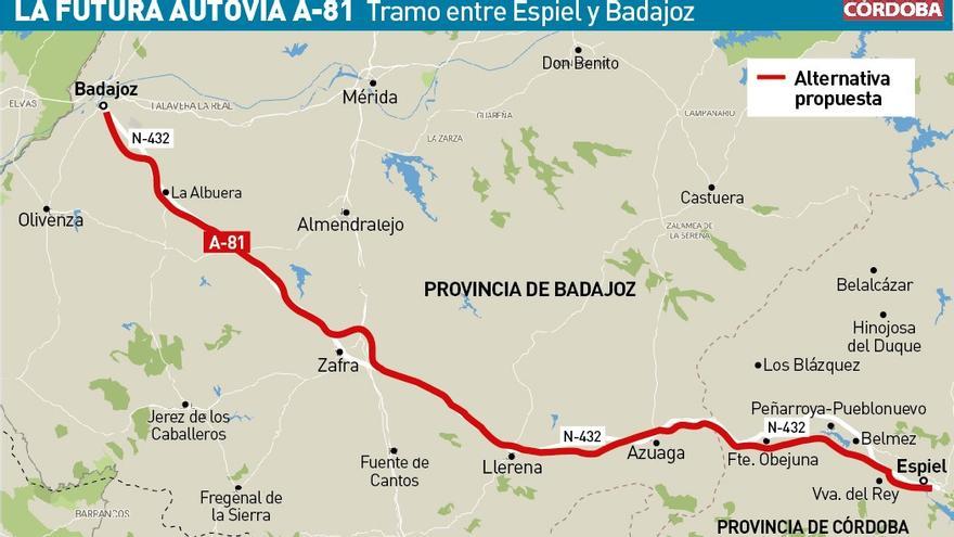 La mayor parte del trazado de la A-81 en el norte de Córdoba será nuevo.