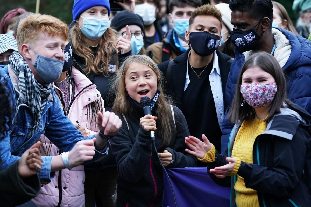 La activista Greta Thunberg, durante una manifestación por el cambio climático.