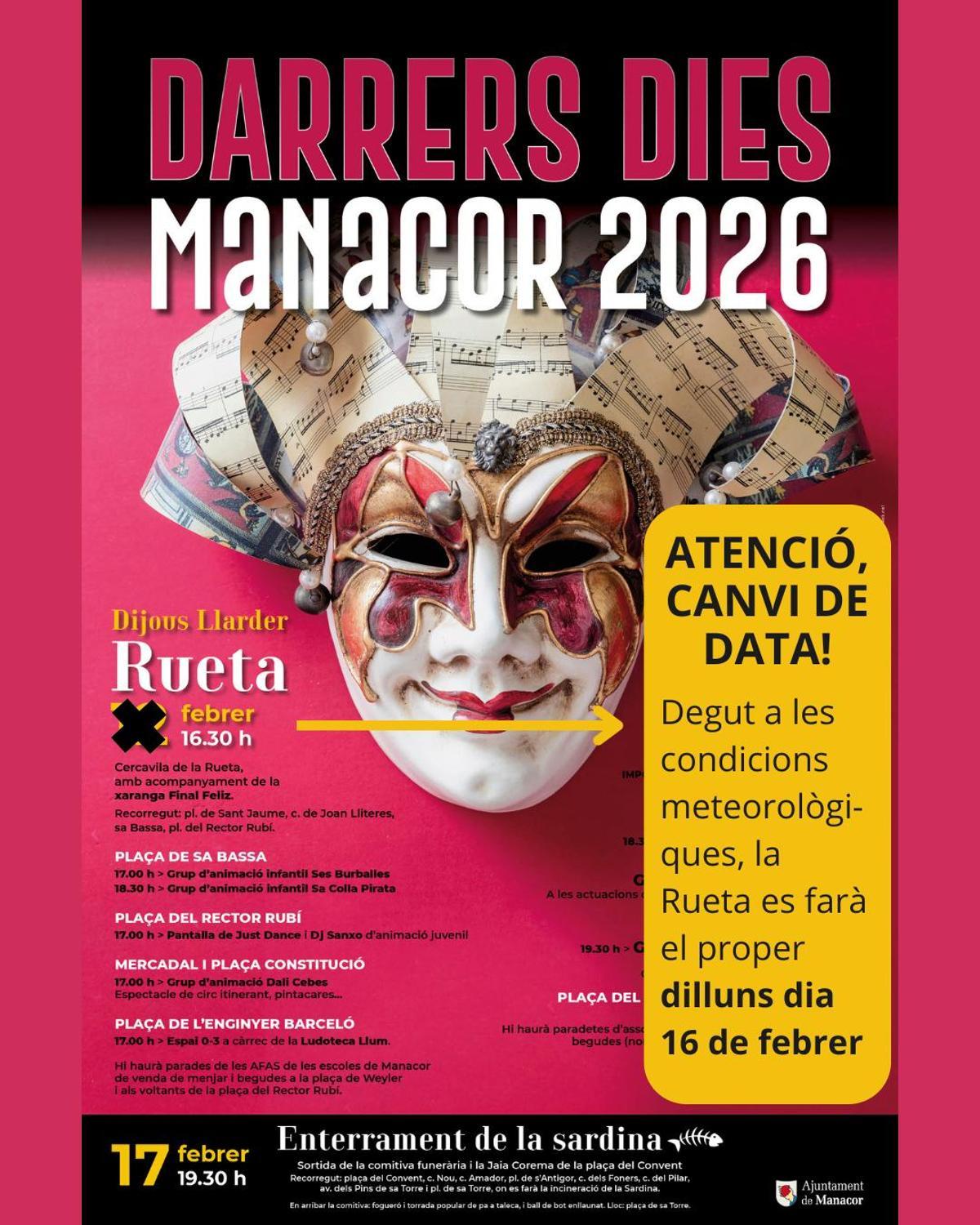 Cartel de la Rueta de Manacor.