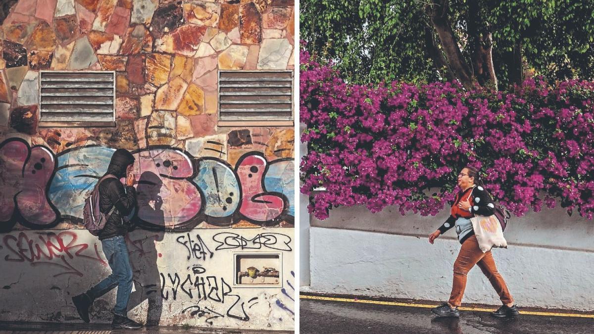 A la izquierda, un hombre pasea por Añaza; a la derecha, una mujer, por Las Mimosas.