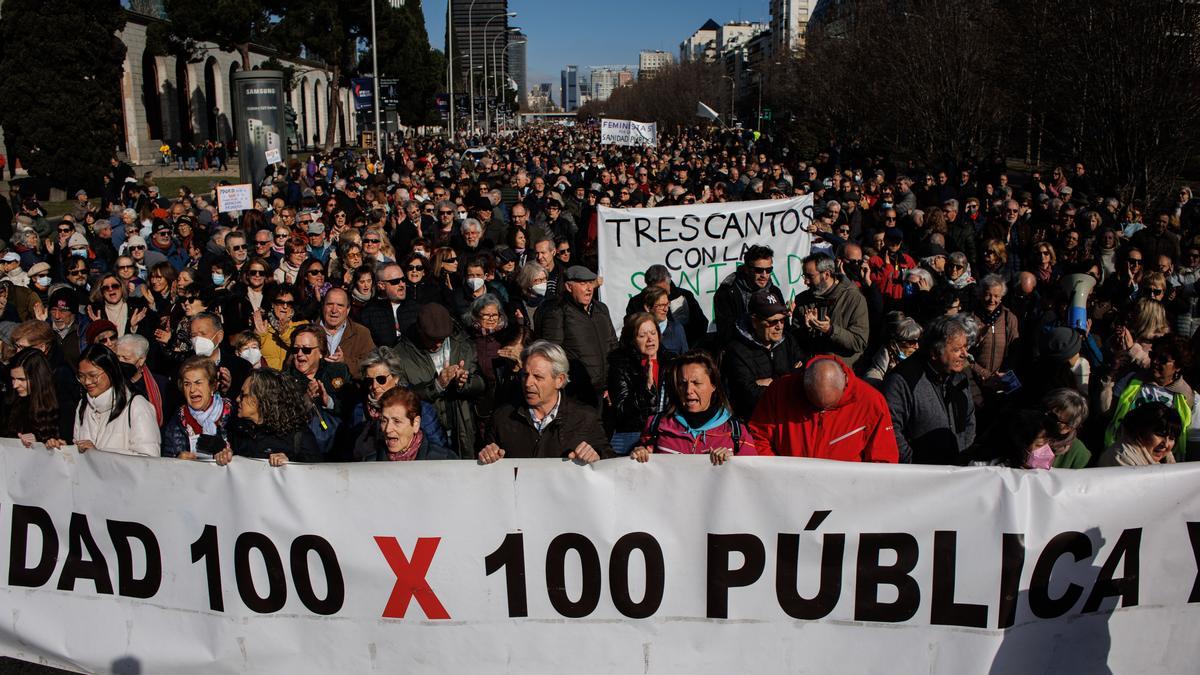 Manifestación en defensa de la sanidad pública convocada este domingo en Madrid  