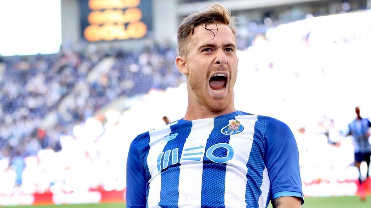 Toni Martínez celebrando un gol ante el Belenenses esta temporada.