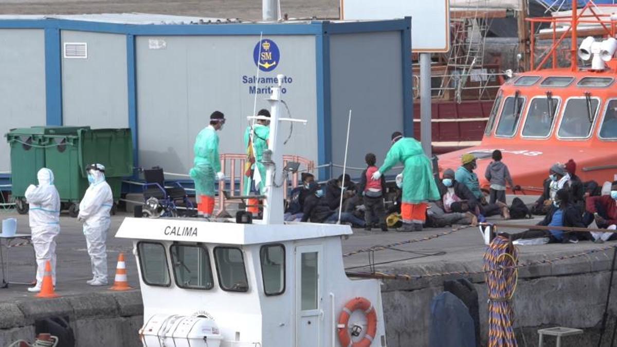 Grupo de inmigrantes llegados a Canarias.