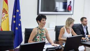 La ministra de Inclusión, Seguridad Social y Migraciones, Elma Saiz, durante la XII Conferencia Sectorial de la Inmigración, en la sede del Ministerio, a 22 de julio de 2024, en Madrid (España).