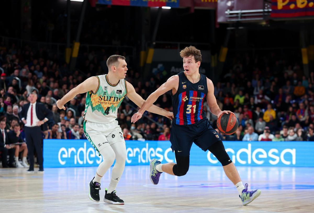 El Barça, en el partido ante el Surne Bilbao Basket, en el Palau