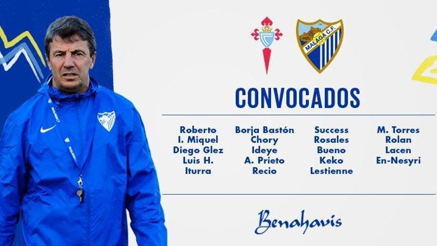 Convocatoria del Málaga CF para jugar con el Celta de Vigo