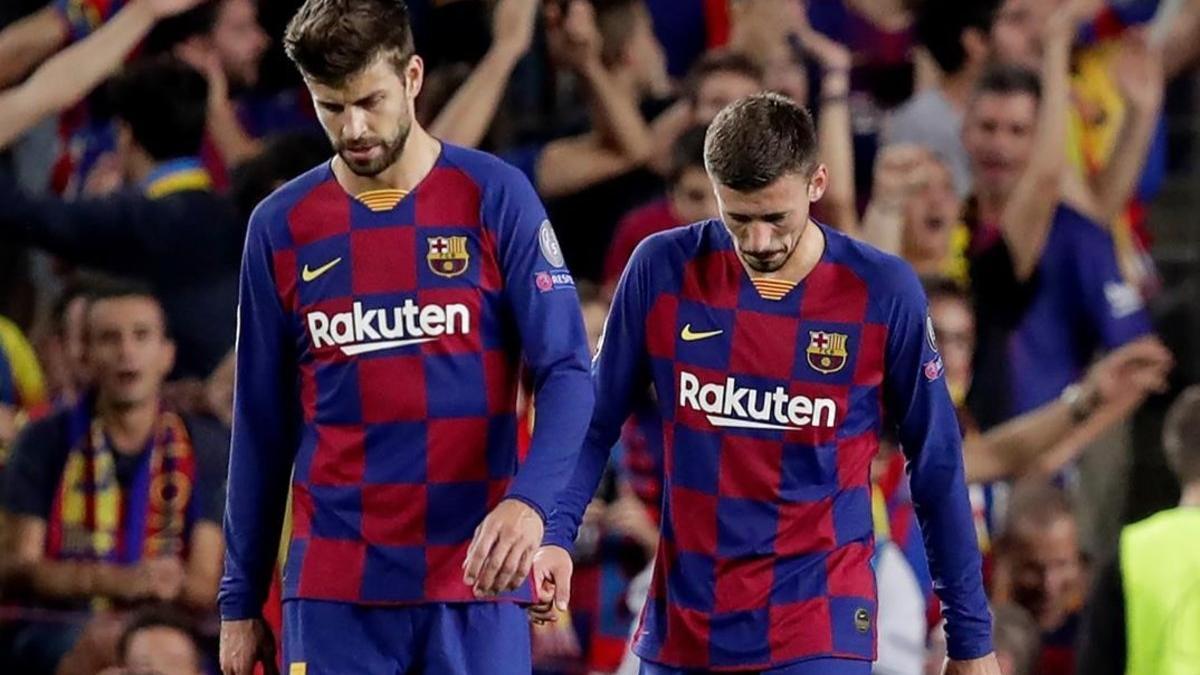 Piqué y Lenglet, durante el partido ante el Inter, el último que jugaron juntos.