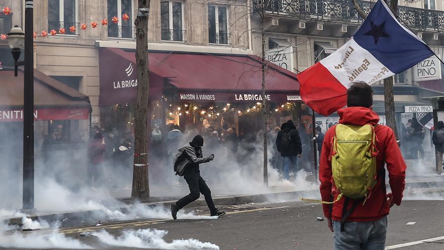 Una imagen de las protestas en París.