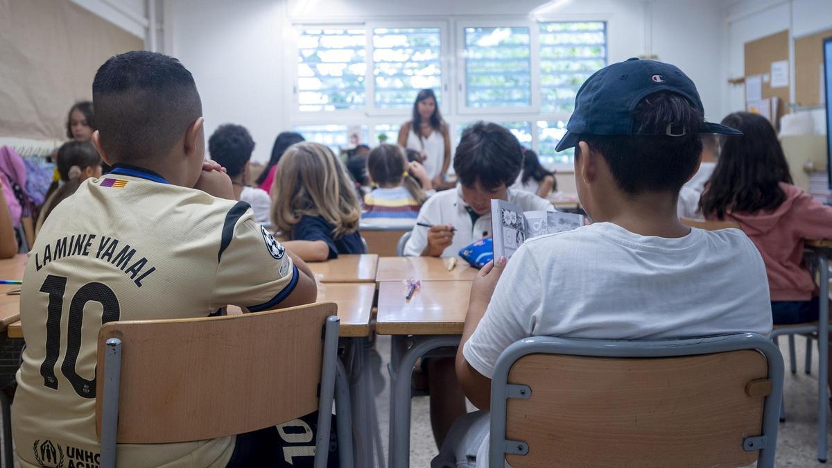 Una clase en una escuela catalana, este curso.