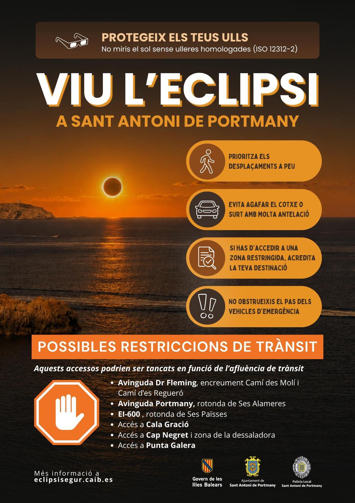 Sant Antoni prepara cortes y restricciones de tráfico por el eclipse del 12 de agosto en Ibiza
