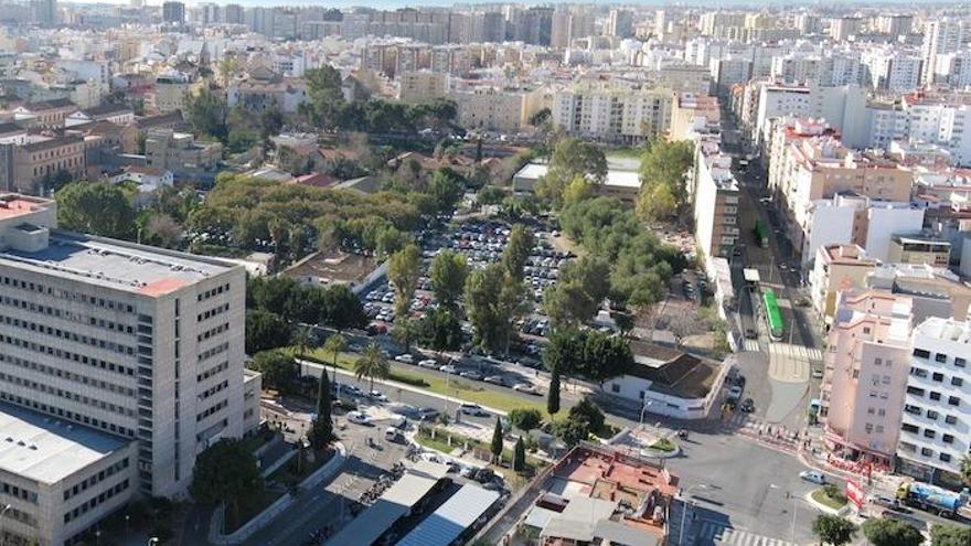 Recreación del tramo en superficie del metro en Blas de Lezo, junto al Hospital Civil.