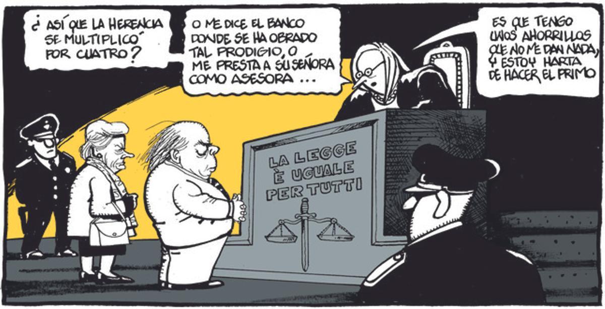 30 de enero del 2015. Chiste de Ferreres en el que se ve a Pujol hablando con la jueza sobre corrupción