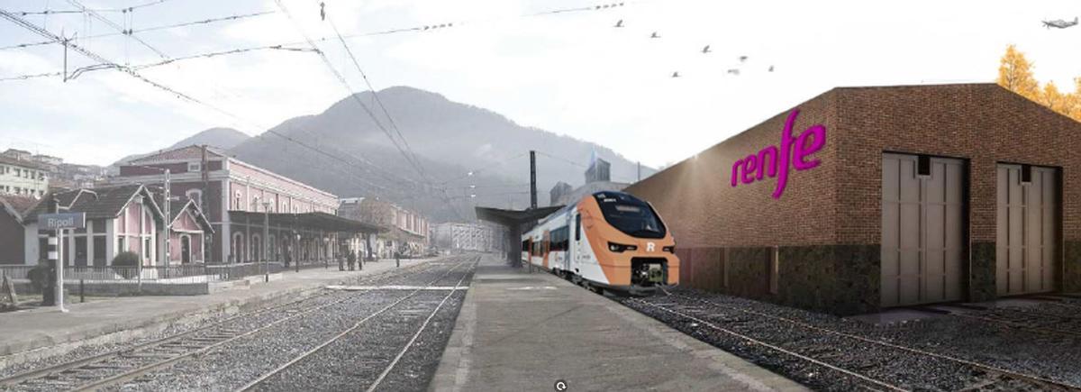 Imatge virtual del futur taller de l'R3 a Ripoll, ja en construcció