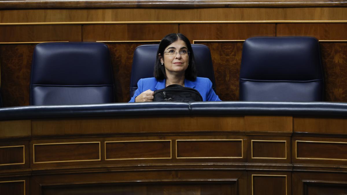 La ministra de Sanidad, Carolina Darias, ayer en el pleno del Congreso que dio luz verde a tramitar la ley de cohesión.