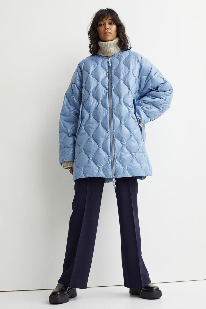 Plumífero guateado acolchado de H&M color azul claro