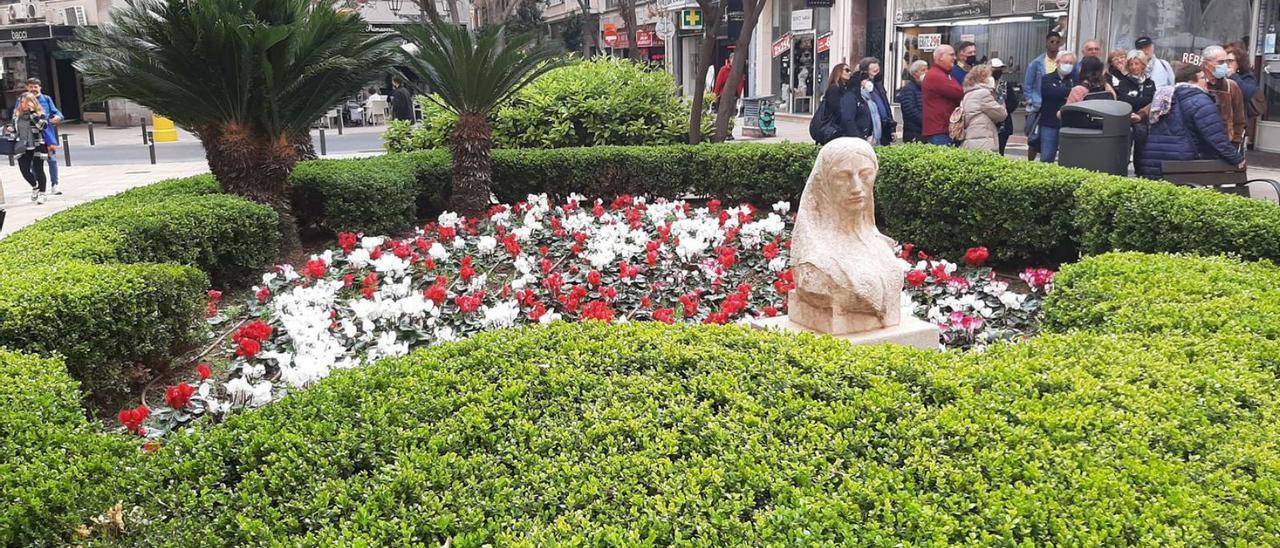 El parterre situado en la plaza Mare de Déu de la Salut ya cuenta con flores renovadas.