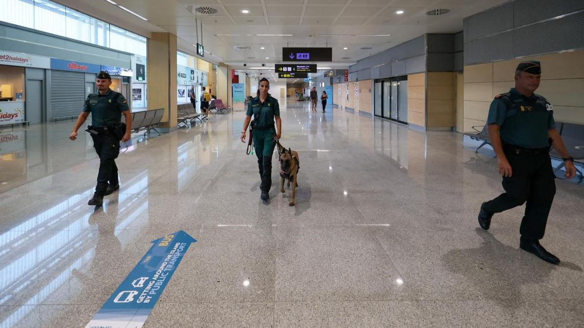 Unidad de la Guardia Civil en el aeropuerto de Ibiza.