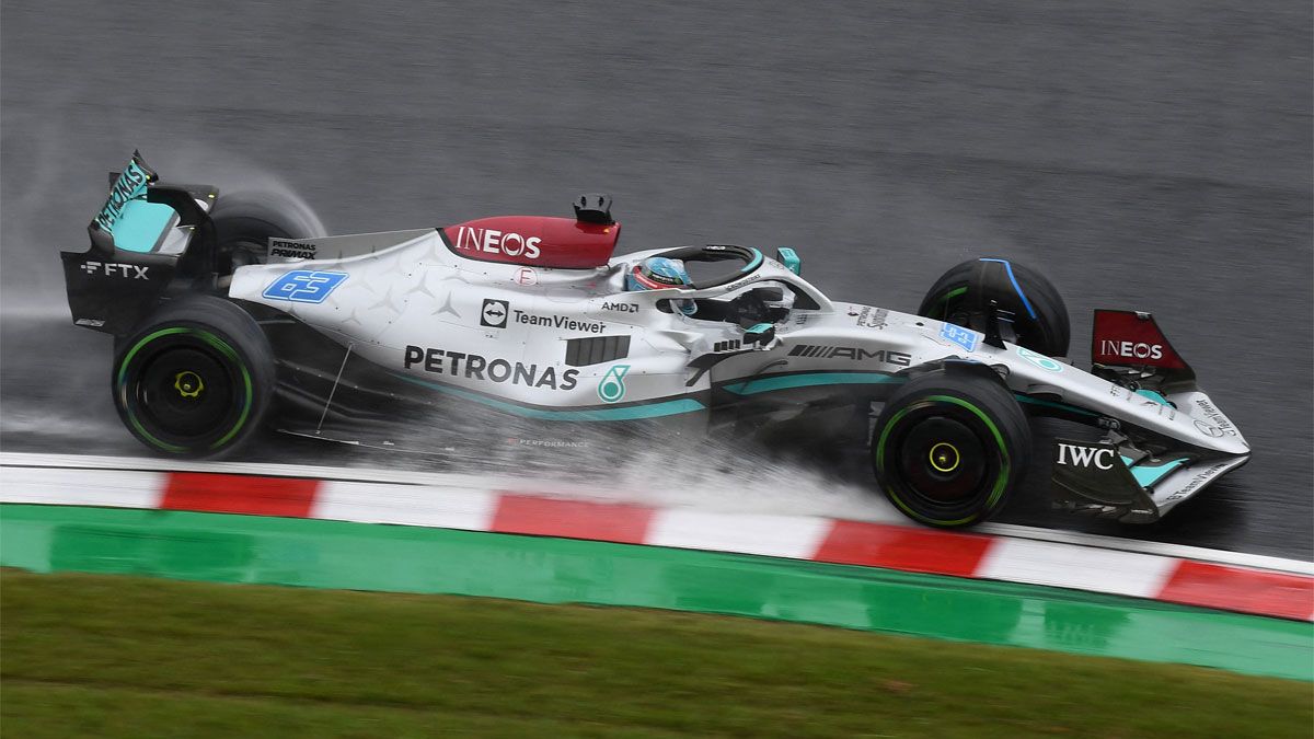 Russell, durante la segunda sesión de entrenamientos libres en Suzuka