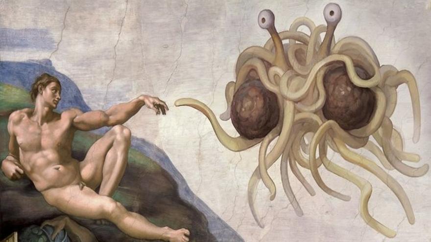 La iglesia pastafari cree que el Monstruo del Espaguetti Volador creó el universo después de una borrachera