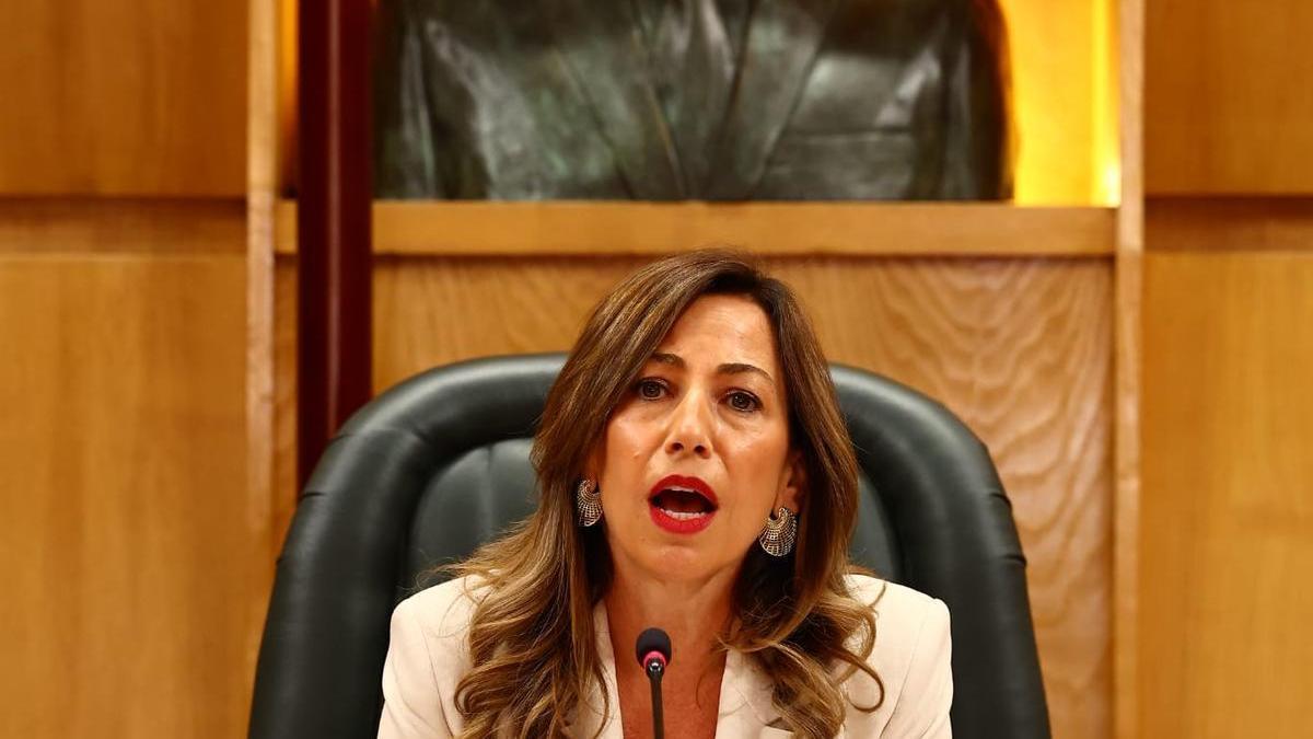 Natalia Chueca, en el pleno de este jueves en el Ayuntamiento de Zaragoza.