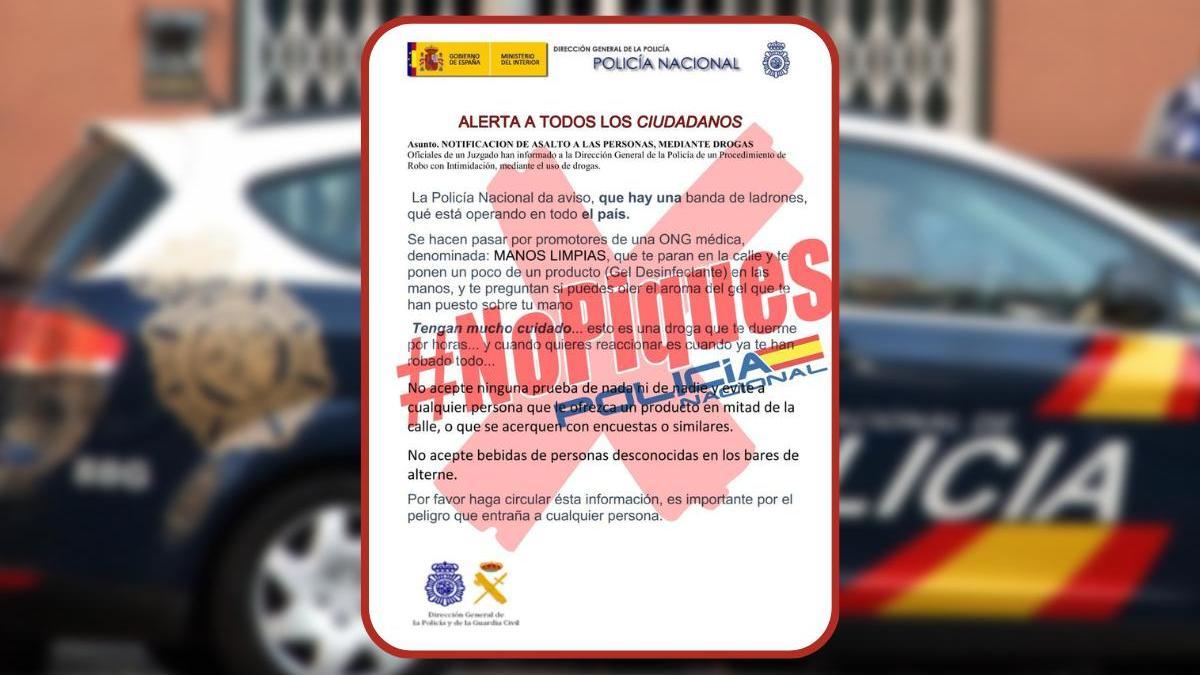 Aviso desmentido por la Policía Nacional