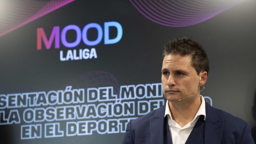 Archivo - El director general ejecutivo de LaLiga, Óscar Mayo, en la presentación de 'MOOD', un sistema de monitorización del odio en redes.