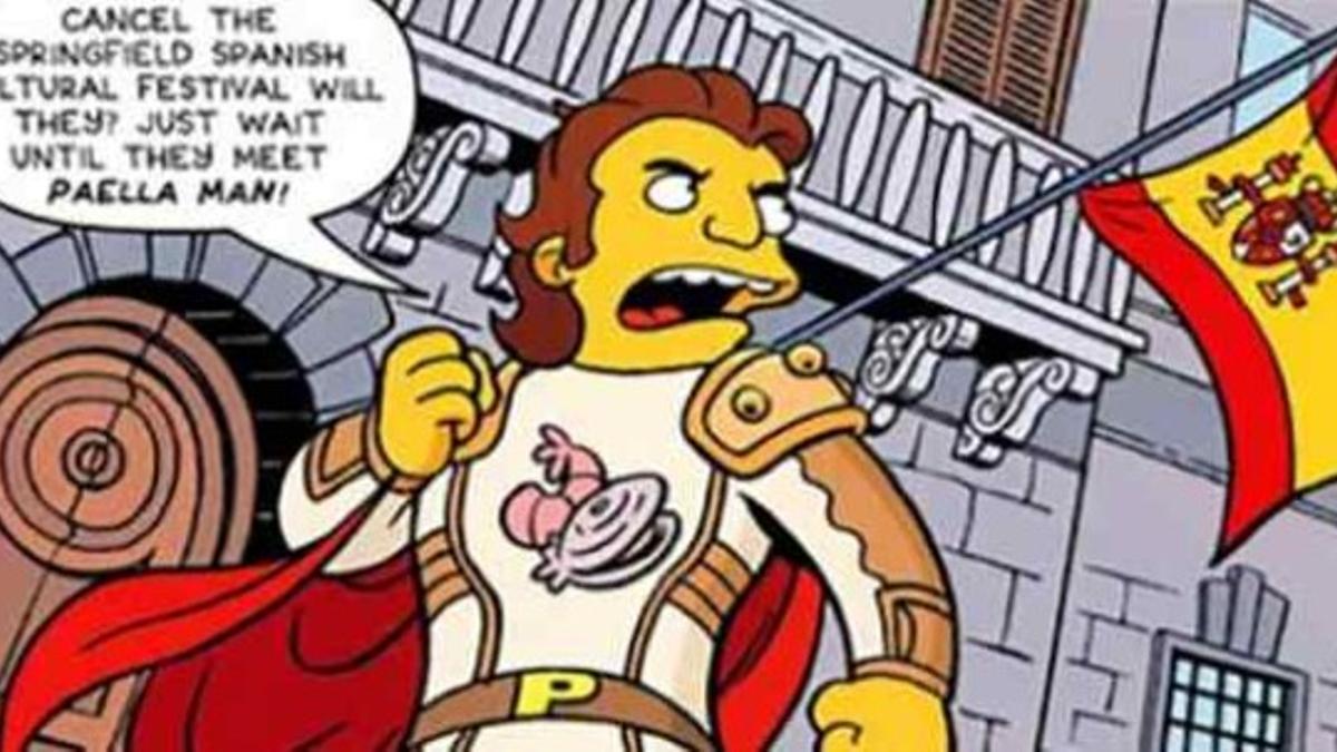 Paella Man, en la viñeta de la revista de 'Los Simpson'