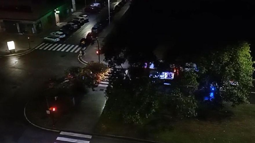 Los bomberos de Gijón retirando un árbol tras la tormenta