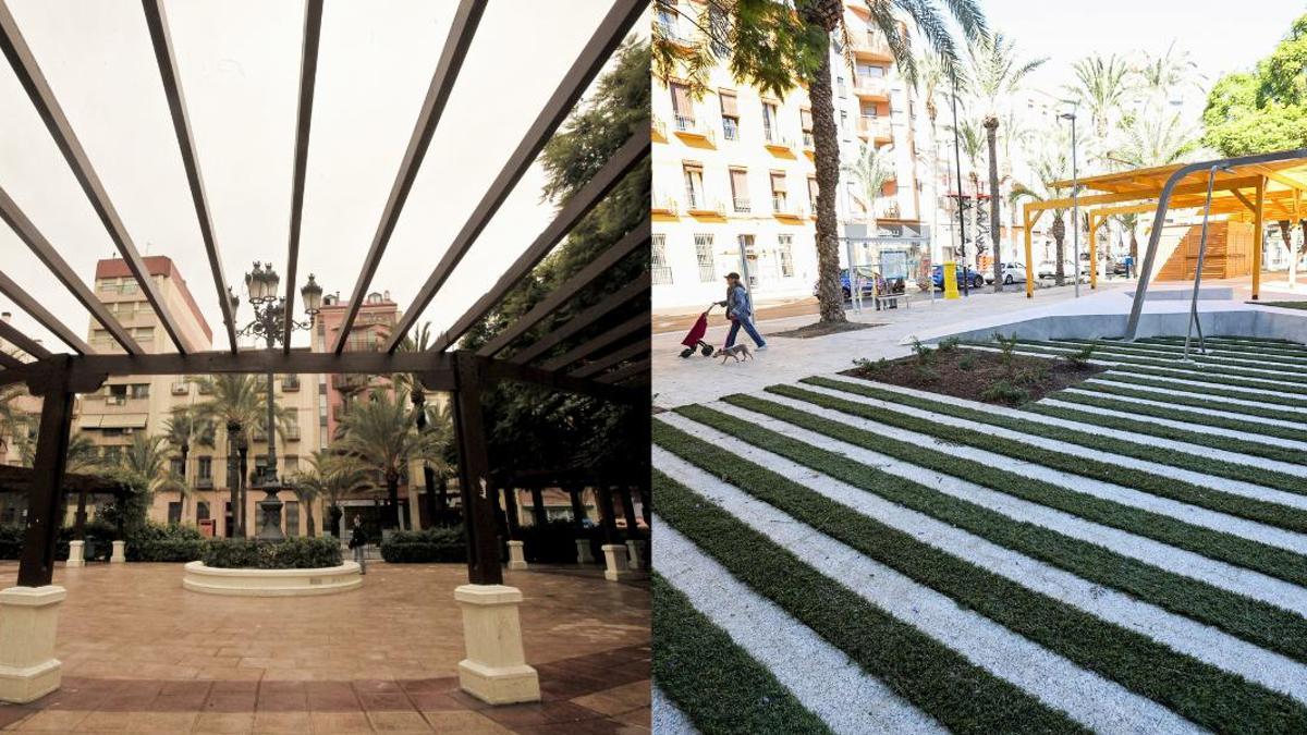 El antes y después de la plaza Hermanos Pascual, ahora Músico Óscar Tordera.