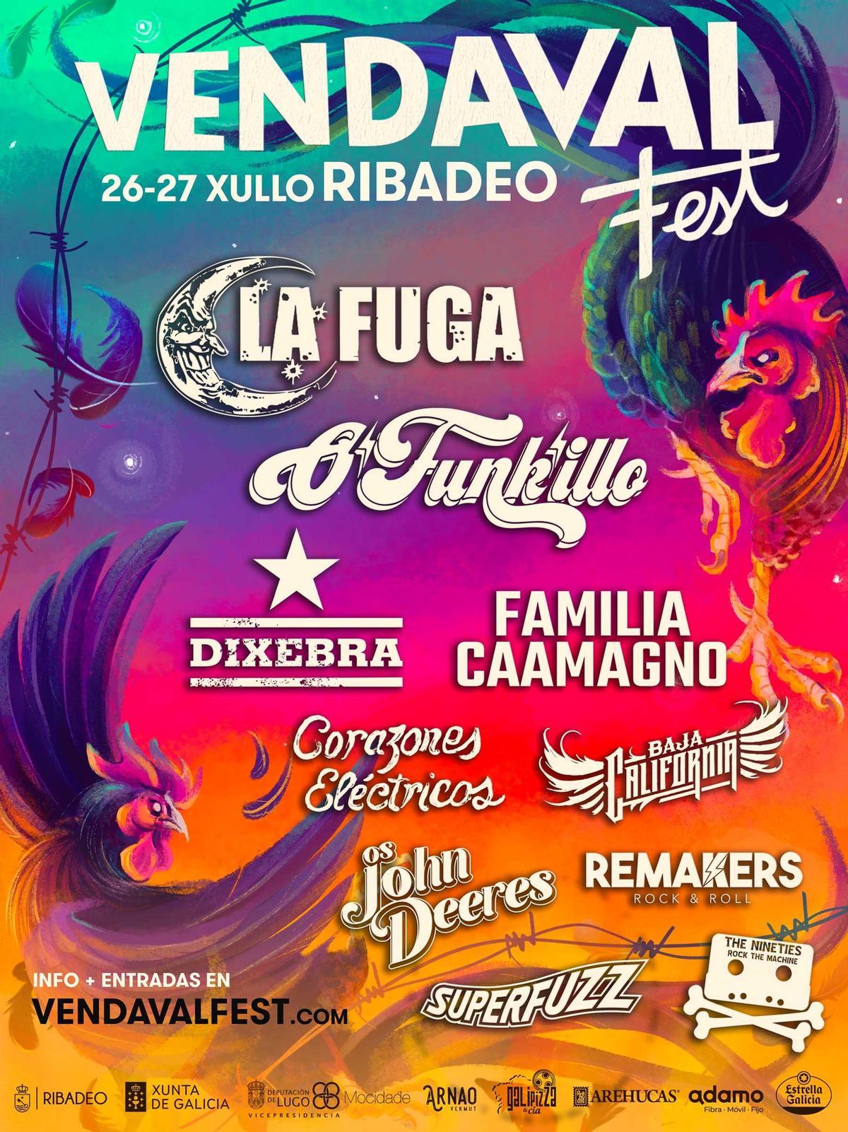 Cartel del Vendaval Fest 2024 en Ribadeo (Lugo).