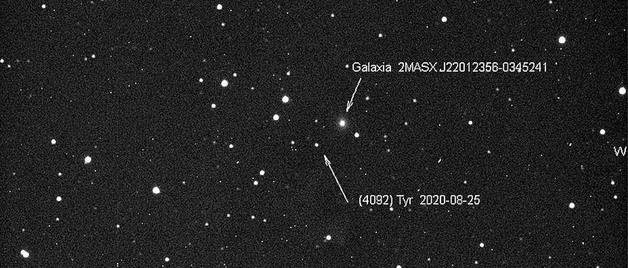 Imagen que muestra la posición del asteroide doble.