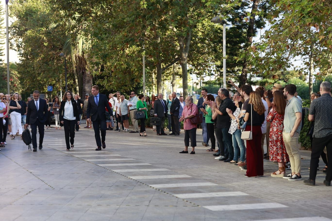 Mónica Oltra a su llegada a la Ciudad de la Justicia