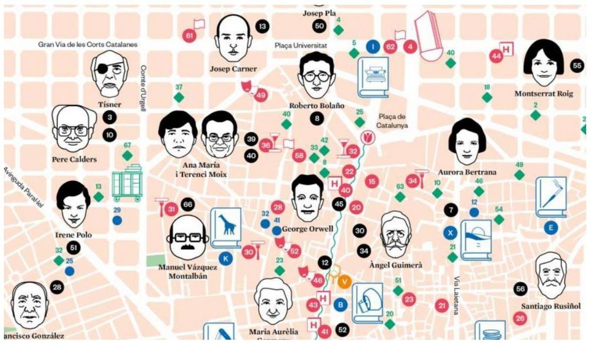Mapa literario publicado por el Ayuntamiento en 2019