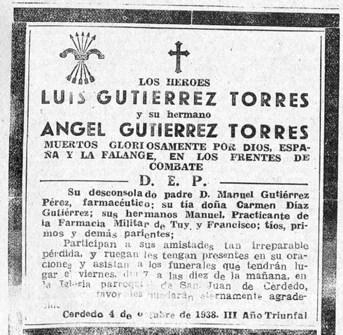 Necrolóxica - El Pueblo Gallego (5-10-1938).