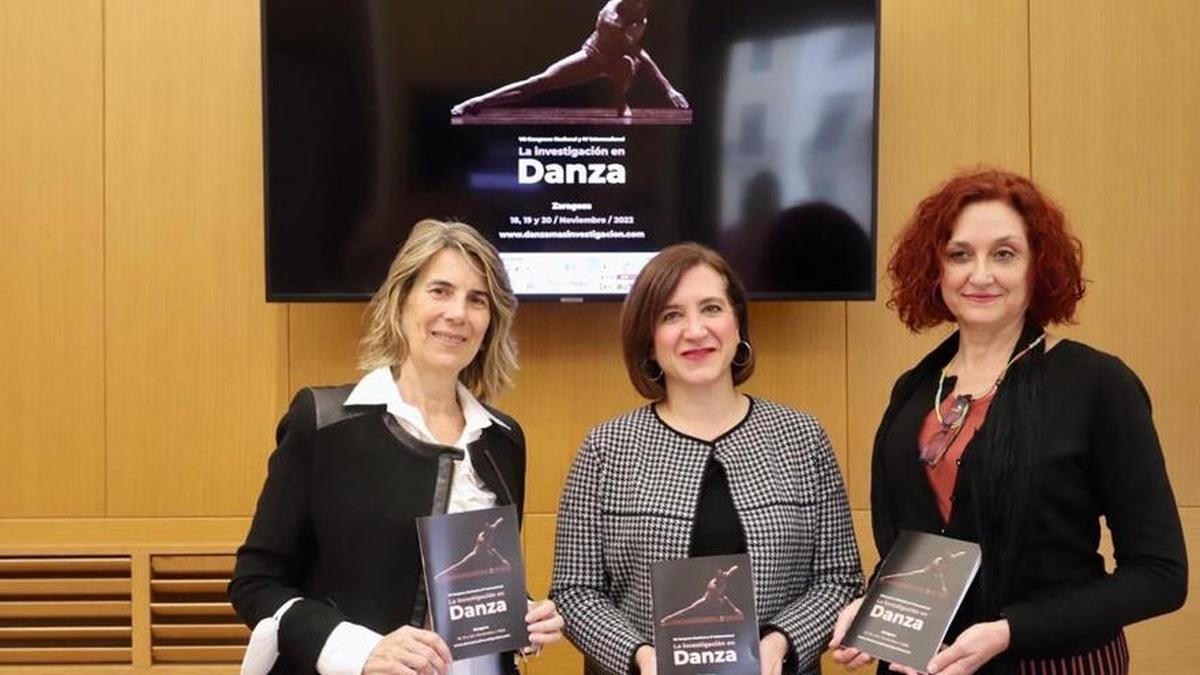 Marta Cebollada, Sara Fernández y Carmen Giménez-Morte, en la presentación del congreso.