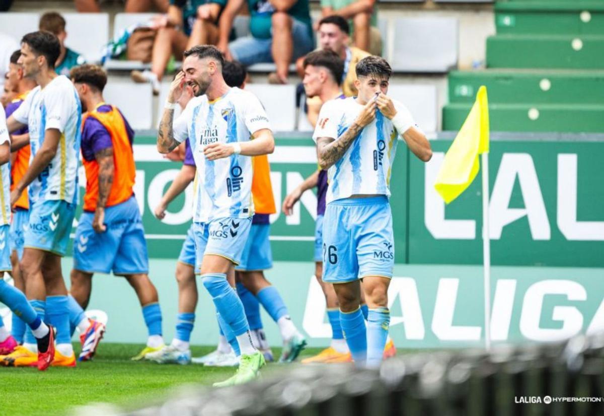 Antoñito Cordero marcó en Ferrol, en el estreno liguero del Málaga CF en la temporada 2024/2025. | LFP