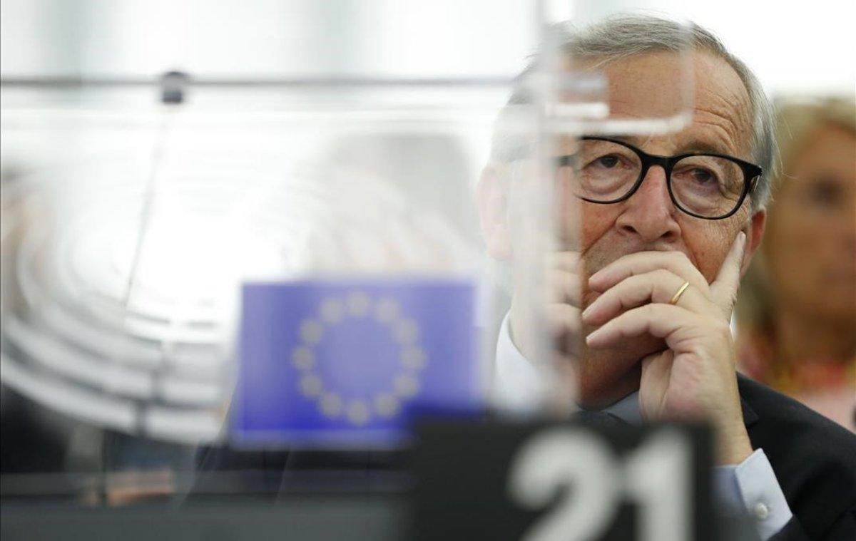 El presidente de la Comisión Europea, Jean-Claude Juncker, en el pleno de la Eurocámara en Estrasburgo.