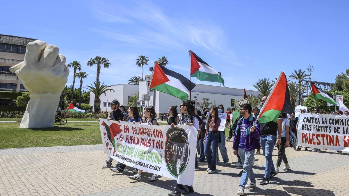 La acampada pro Palestina en la UA coge fuerza