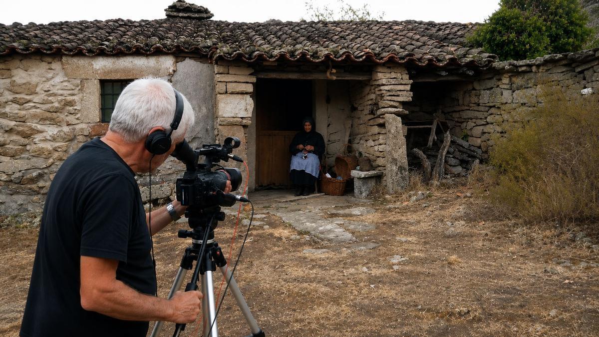 Jesus Villar grabando el documental durante una escena con Aurora Ballesteros