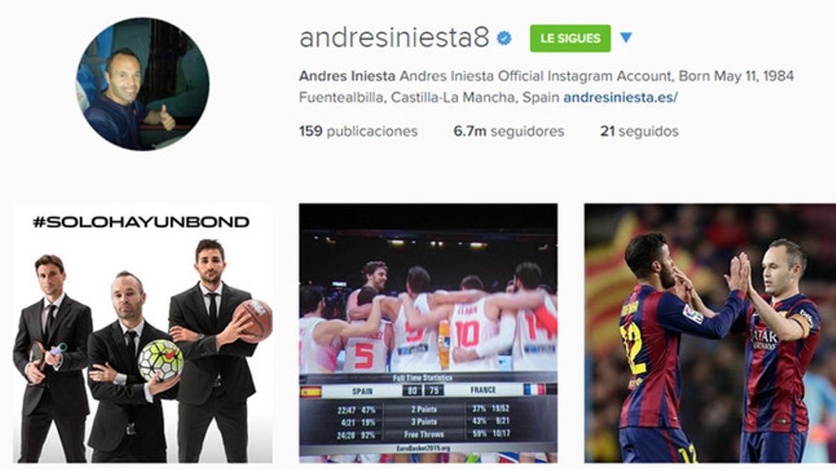 La cuenta de Iniesta es la más seguida en Instagram