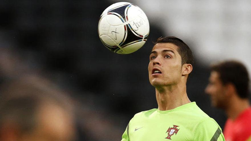 Cristiano Ronaldo entrenando este martes.