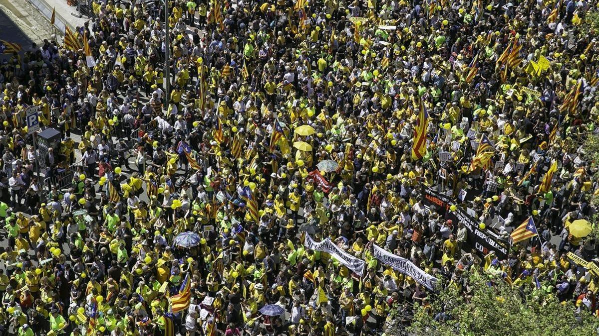 Manifestación a favor de la libertad de los presos independentistas