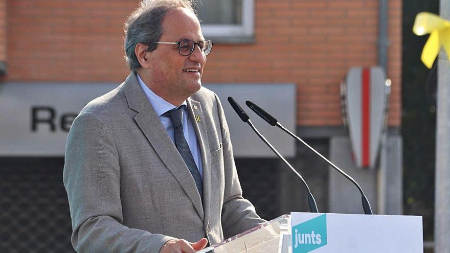 El president inhabilitat Quim Torra durant la seva intervenció en un acte de Junts a Cornellà del Terri