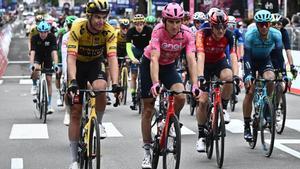 Geraint Thomas, llegando a la meta en la etapa 11 del Giro