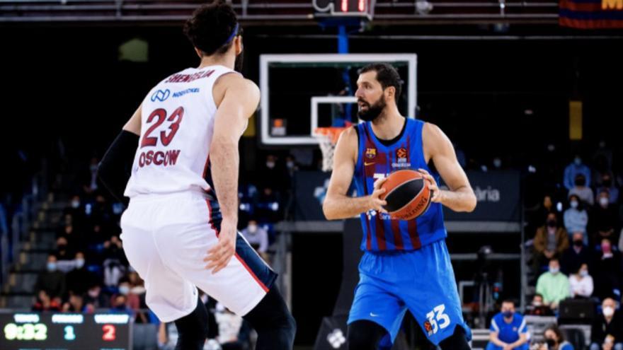 Mirotic y Shengelia en un Barça-CSKA.