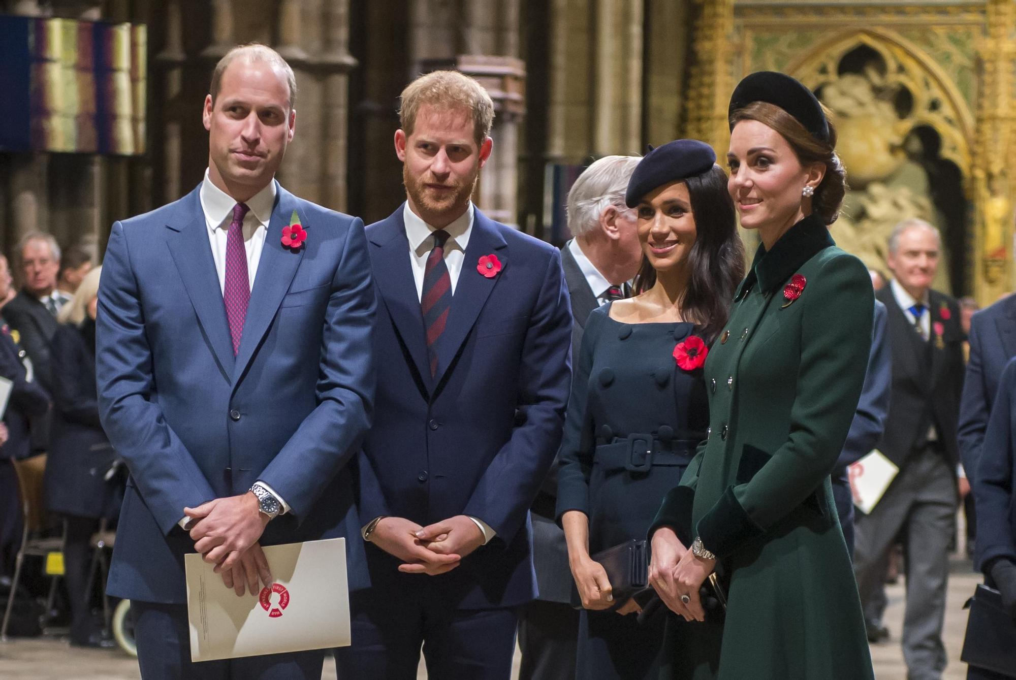 El príncipe Guillermo, el príncipe Harry, Meghan Markle y Kate Middleton, juntos en noviembre de 2018