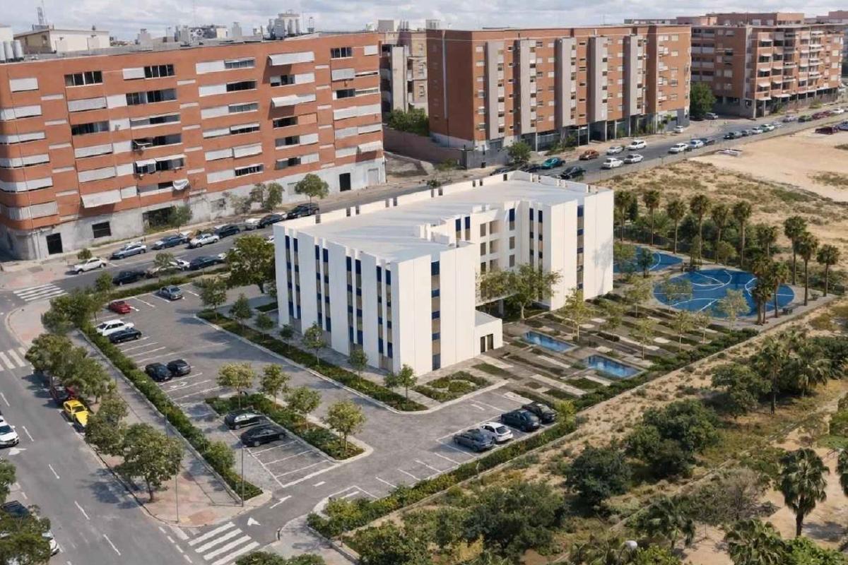 Edicifico de cuatro plantas en el que se instalía la residencia, principalmente.